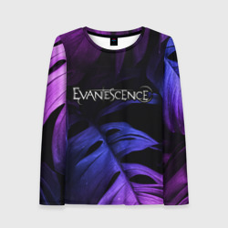 Женский лонгслив 3D Evanescence neon monstera