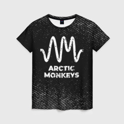 Женская футболка 3D Arctic Monkeys с потертостями на темном фоне