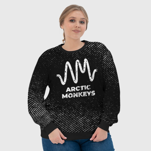 Женский свитшот 3D Arctic Monkeys с потертостями на темном фоне, цвет 3D печать - фото 6