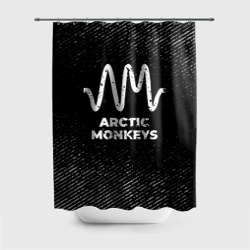 Штора 3D для ванной Arctic Monkeys с потертостями на темном фоне