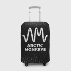 Чехол для чемодана 3D Arctic Monkeys с потертостями на темном фоне