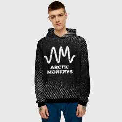 Мужская толстовка 3D Arctic Monkeys с потертостями на темном фоне - фото 2