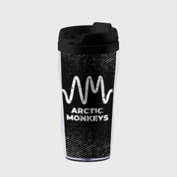Термокружка-непроливайка Arctic Monkeys с потертостями на темном фоне