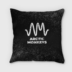 Подушка 3D Arctic Monkeys с потертостями на темном фоне