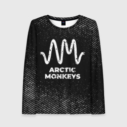 Женский лонгслив 3D Arctic Monkeys с потертостями на темном фоне