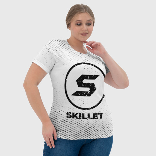 Женская футболка 3D Skillet с потертостями на светлом фоне, цвет 3D печать - фото 6