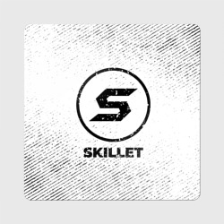 Магнит виниловый Квадрат Skillet с потертостями на светлом фоне