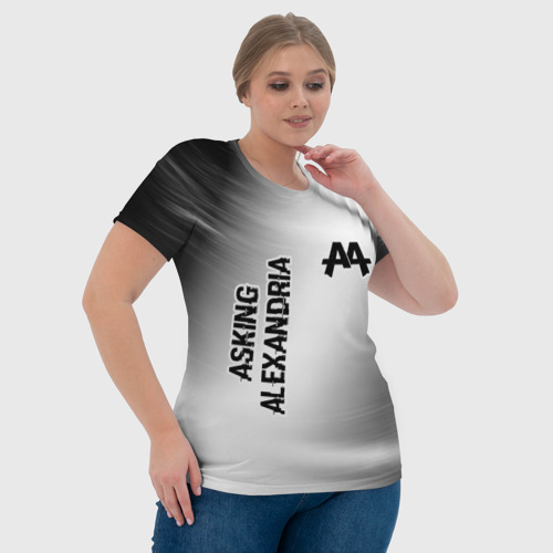Женская футболка 3D Asking Alexandria glitch на светлом фоне: надпись, символ, цвет 3D печать - фото 6