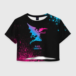 Женская футболка Crop-top 3D Black Sabbath - neon gradient