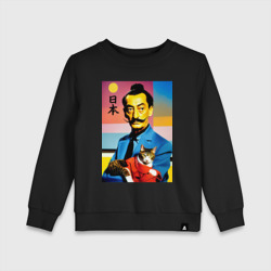 Детский свитшот хлопок Salvador Dali and cat - Japan style