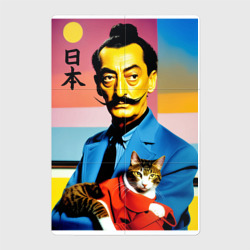 Магнитный плакат 2Х3 Salvador Dali and cat - Japan style