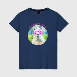 Romantic llama – Женская футболка хлопок с принтом купить со скидкой в -20%