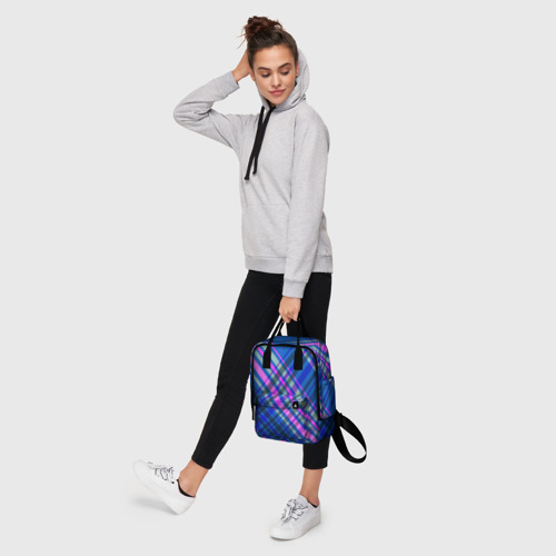Женский рюкзак 3D Синий ассиметричный узор с розовыми косыми полосами - фото 4