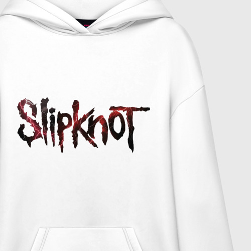 Худи SuperOversize хлопок Slipknot молнии, цвет белый - фото 3