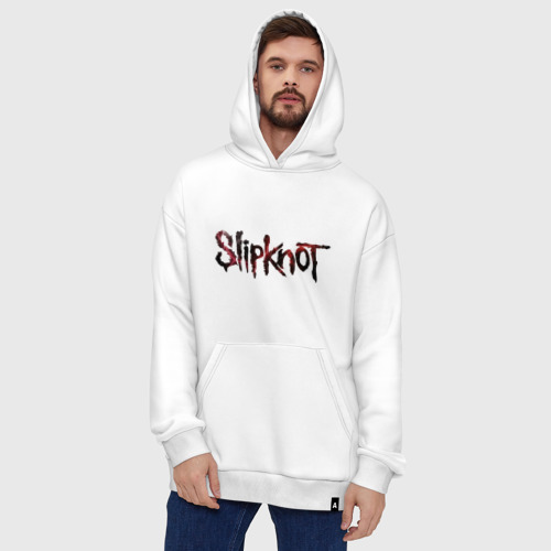 Худи SuperOversize хлопок Slipknot молнии, цвет белый - фото 5