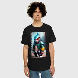 Мужская футболка хлопок Oversize Cybershark - fantasy - neural network - фото 2