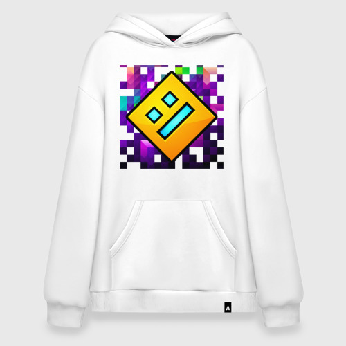 Худи SuperOversize хлопок Geometry Dash pixel, цвет белый