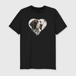Мужская футболка хлопок Slim Навсегда в сердце: пойнтер