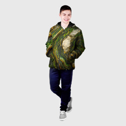 Мужская куртка 3D Текстура зелёного мрамора - фото 2