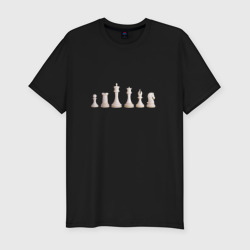 Мужская футболка хлопок Slim Белые шахматные фигурки
