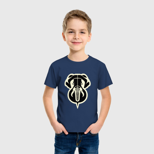 Детская футболка хлопок Персидский слон, цвет темно-синий - фото 3