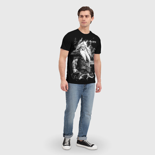 Мужская футболка 3D с принтом Перун - Бог громовержец, вид сбоку #3