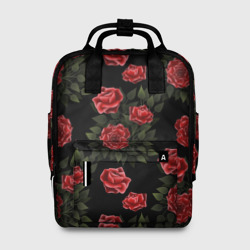 Женский рюкзак 3D Красные розы на черном - паттерн