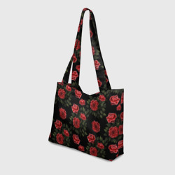 Пляжная сумка 3D Красные розы на черном - паттерн - фото 2