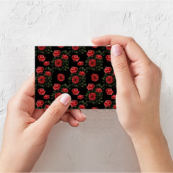 Поздравительная открытка Красные розы на черном - паттерн - фото 2