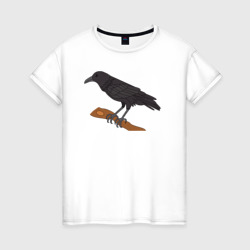 Ворон на ветке – Женская футболка хлопок с принтом купить со скидкой в -20%