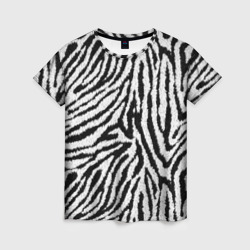 Женская футболка 3D Пушистый чёрно-белый мех
