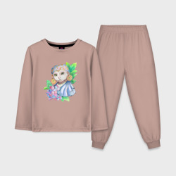 Детская пижама с лонгсливом хлопок Восточная киса