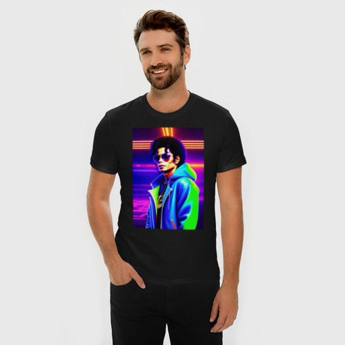 Мужская футболка хлопок Slim Джексон Майкл, цвет черный - фото 3