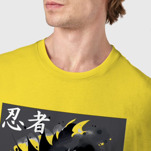 Мужская футболка хлопок с принтом Bart Simpson ninja - hieroglyphs, фото #4