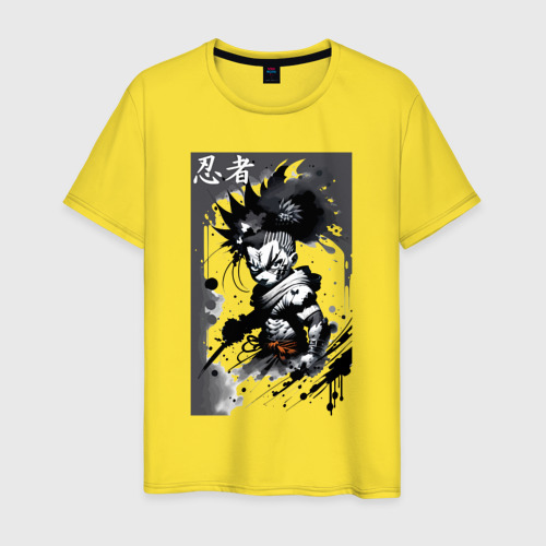 Мужская футболка хлопок с принтом Bart Simpson ninja - hieroglyphs, вид спереди #2