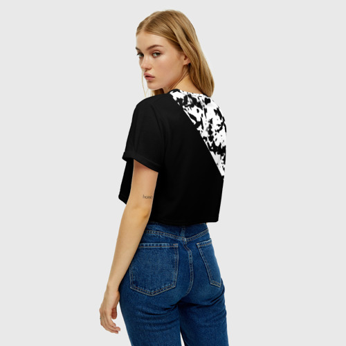 Женская футболка Crop-top 3D Черно-белый текстура, цвет 3D печать - фото 5