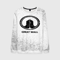 Мужской свитшот 3D Great Wall с потертостями на светлом фоне