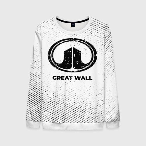 Мужской свитшот 3D Great Wall с потертостями на светлом фоне, цвет белый