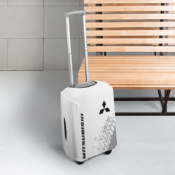 Чехол для чемодана 3D Mitsubishi Speed на светлом фоне со следами шин: надпись, символ - фото 2
