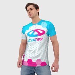 Мужская футболка 3D Chery neon gradient style - фото 2