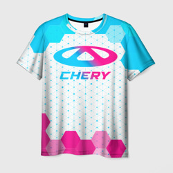 Мужская футболка 3D Chery neon gradient style