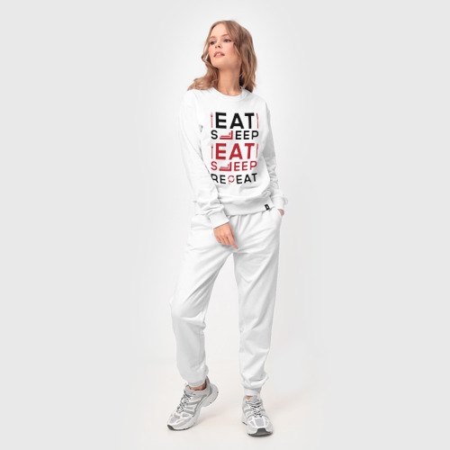 Женский костюм хлопок с принтом Надпись: eat sleep STALKER repeat, фото на моделе #1