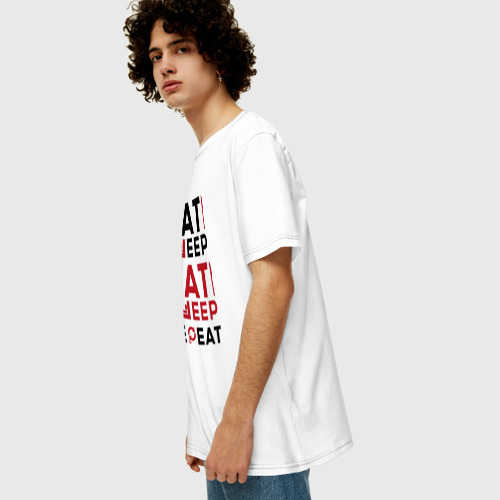 Мужская футболка хлопок Oversize с принтом Надпись: eat sleep STALKER repeat, вид сбоку #3