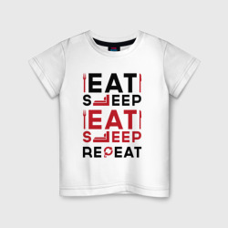 Детская футболка хлопок Надпись: eat sleep S.T.A.L.K.E.R. repeat