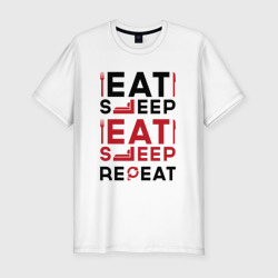 Мужская футболка хлопок Slim Надпись: eat sleep S.T.A.L.K.E.R. repeat