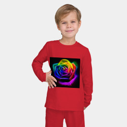Детская пижама с лонгсливом хлопок Неоновая роза на тёмном фоне - фото 2