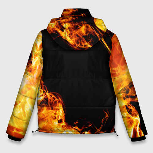 Мужская зимняя куртка 3D Red Hot Chili Peppers и пылающий огонь, цвет черный - фото 2