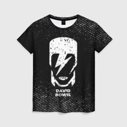 Женская футболка 3D David Bowie с потертостями на темном фоне