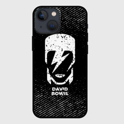 Чехол для iPhone 13 mini David Bowie с потертостями на темном фоне