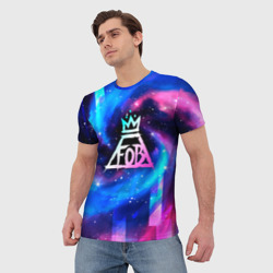 Мужская футболка 3D Fall Out Boy неоновый космос - фото 2